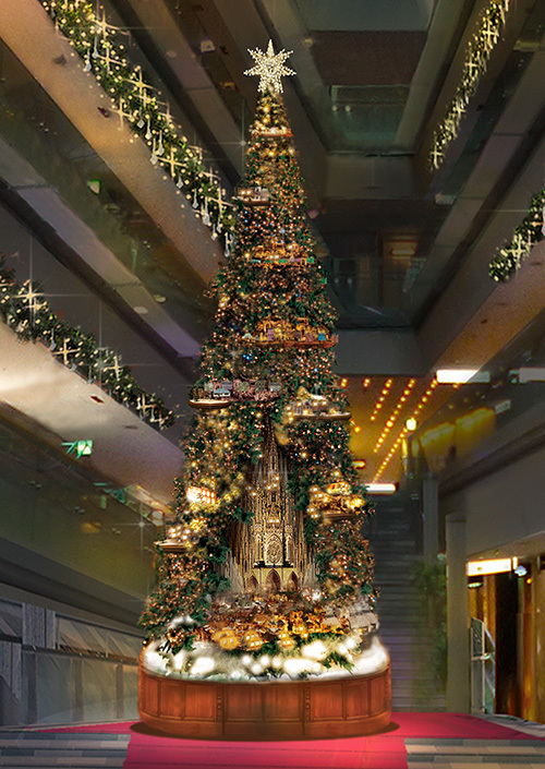 表参道ヒルズに世界最大級8mのジオラマツリー、光に包まれるノスタルジックなクリスマス｜写真1