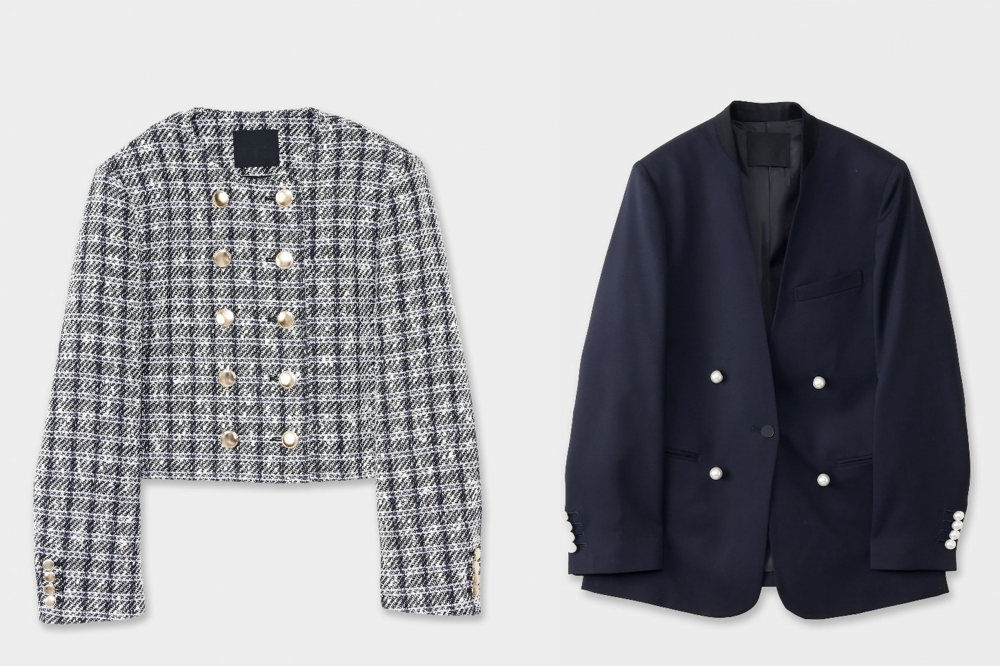 チノのブラックフォーマルウェア、ファンシーツイードのショート丈ジャケット＆新色“ネイビー”パンツ