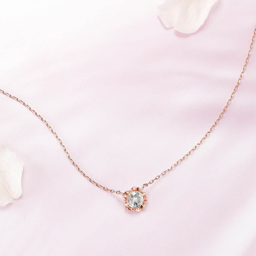4℃の桜ジュエリー、“花びら舞う”ローズクォーツネックレスや“夜桜”ピアスなど｜写真16