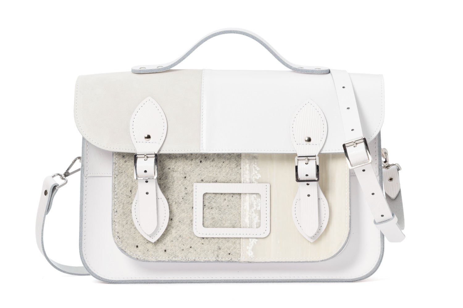 ドーバー ストリート マーケット｜英ケンブリッジ サッチェルのドーバー銀座限定モノトーンバッグ、レザーやウールなどをパッチワーク