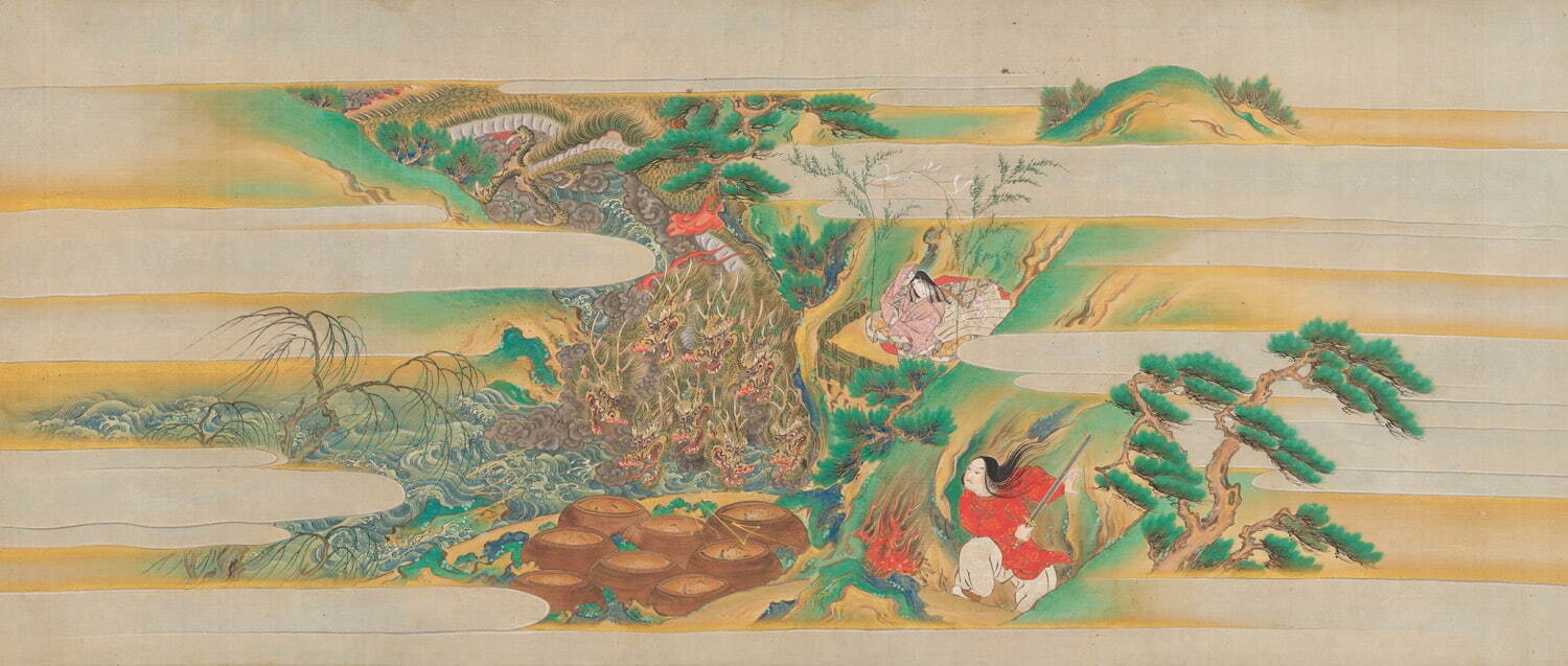 住吉廣行 《酒呑童子絵巻》(部分) 六巻のうち第一巻
天明6-7年(1786-87年)頃 ライプツィヒ・グラッシー民族博物館 ［通期展示］
OAs 04826, GRASSI Museum für Völkerkunde zu Leipzig, Staatliche Kunstsammlungen Dresden, Foto: Shirono Seiji