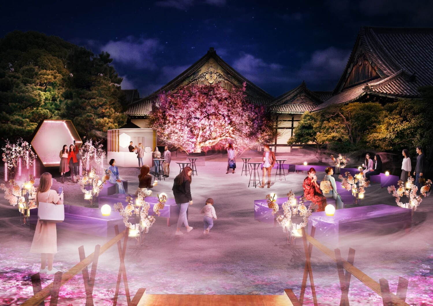 京都・二条城×ネイキッドの桜アートイベント、夜桜ライトアップと楽しむ花見ピクニック＆飲食屋台｜写真6
