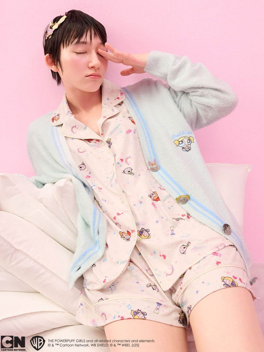 【SNIDEL】×パワーパフガールズ カーディガン＆パンツ The Powerpuff Girls】ニットカーディガン（カーディガン