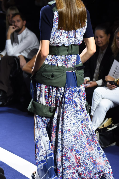 サカイ sacai 2015年AW ニット刺繍入り 変形ウール スカート柄デザインストライプ