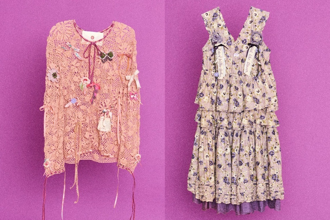 ピンクハウスポッシュ×ルルムウ“1点もの”ウェア、たっぷりリボンのトップスや花柄フリルワンピなど