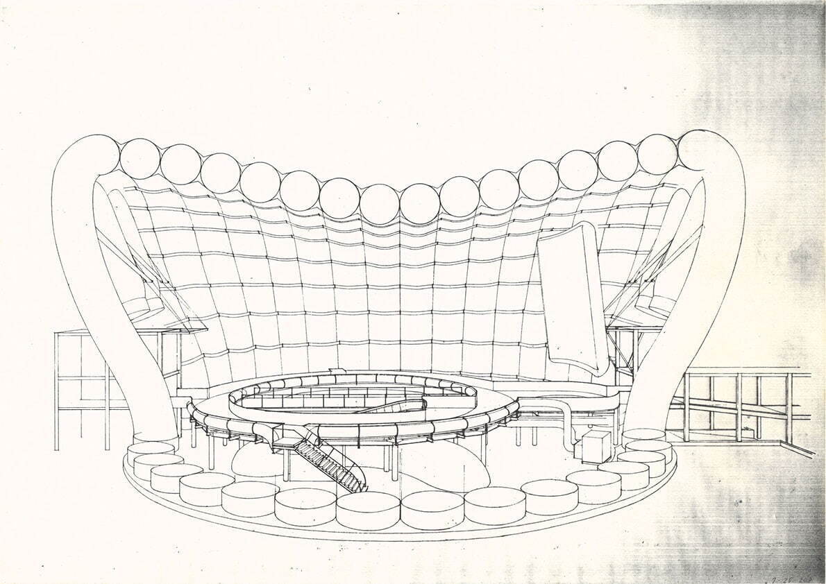 村田豊 《富士グループパビリオン 断面図》 1970年
国立近現代建築資料館所蔵