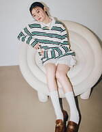 リリー ブラウン×ディッキーズ第2弾、“コルセット風”ジャンスカ＆ロゴワッペン入りボーダーTシャツ｜写真2