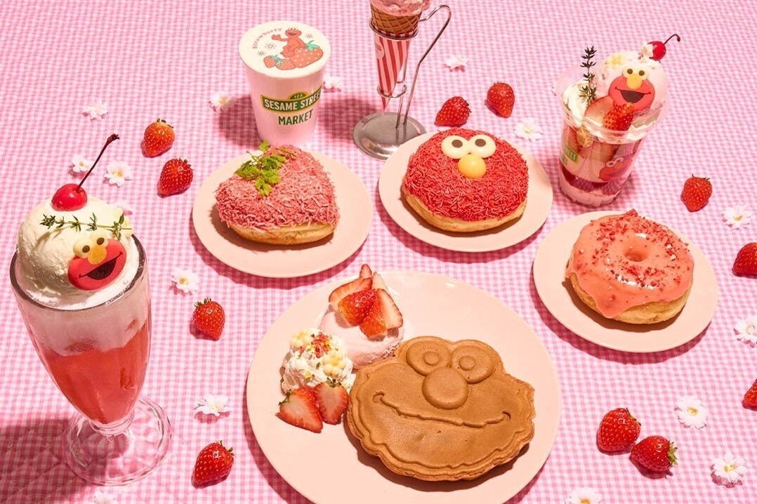 旬のフルーツ｜セサミストリートマーケット25年春限定「いちごスイーツ」エルモチョコが乗るパフェや苺型ドーナツ
