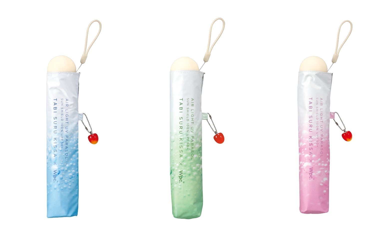 Wpc.「クリームソーダパラソル」さくらんぼチャーム付き日傘＆“アイスクリームのせ”折りたたみ傘