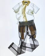 ピリングス“カーテン”着想ウェア、シースルーの花柄パンツ＆くしゅっとプリーツのカーディガン｜写真1