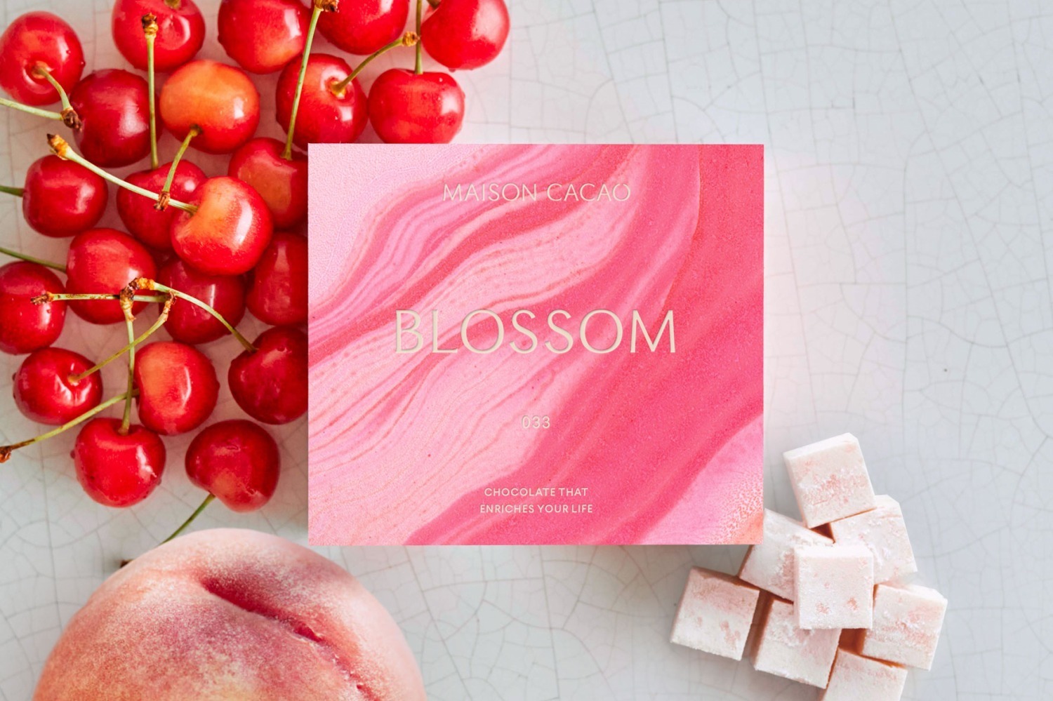 メゾンカカオ春限定「アロマ生チョコレート ブロッサム」“白桃とさくらんぼ”の華やかな味わい