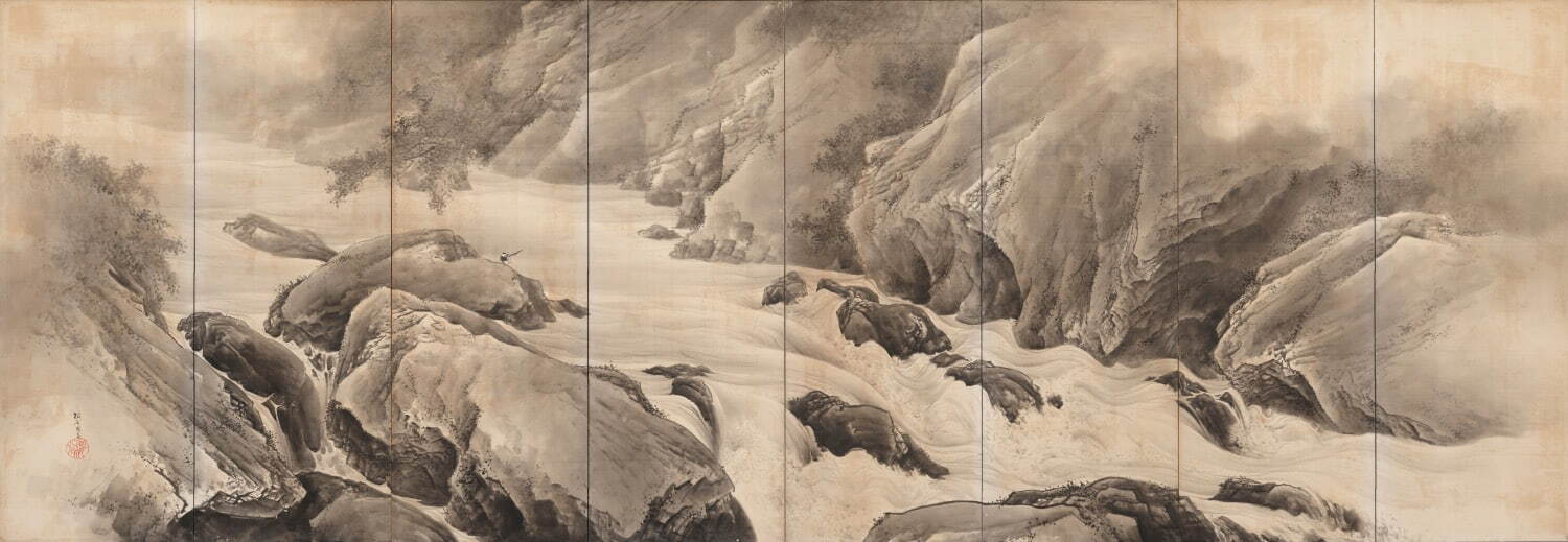 木島櫻谷 《嵐山清流》(左隻) 明治41年(1908年)頃 福田美術館蔵 ［福田美術館・通期展示］