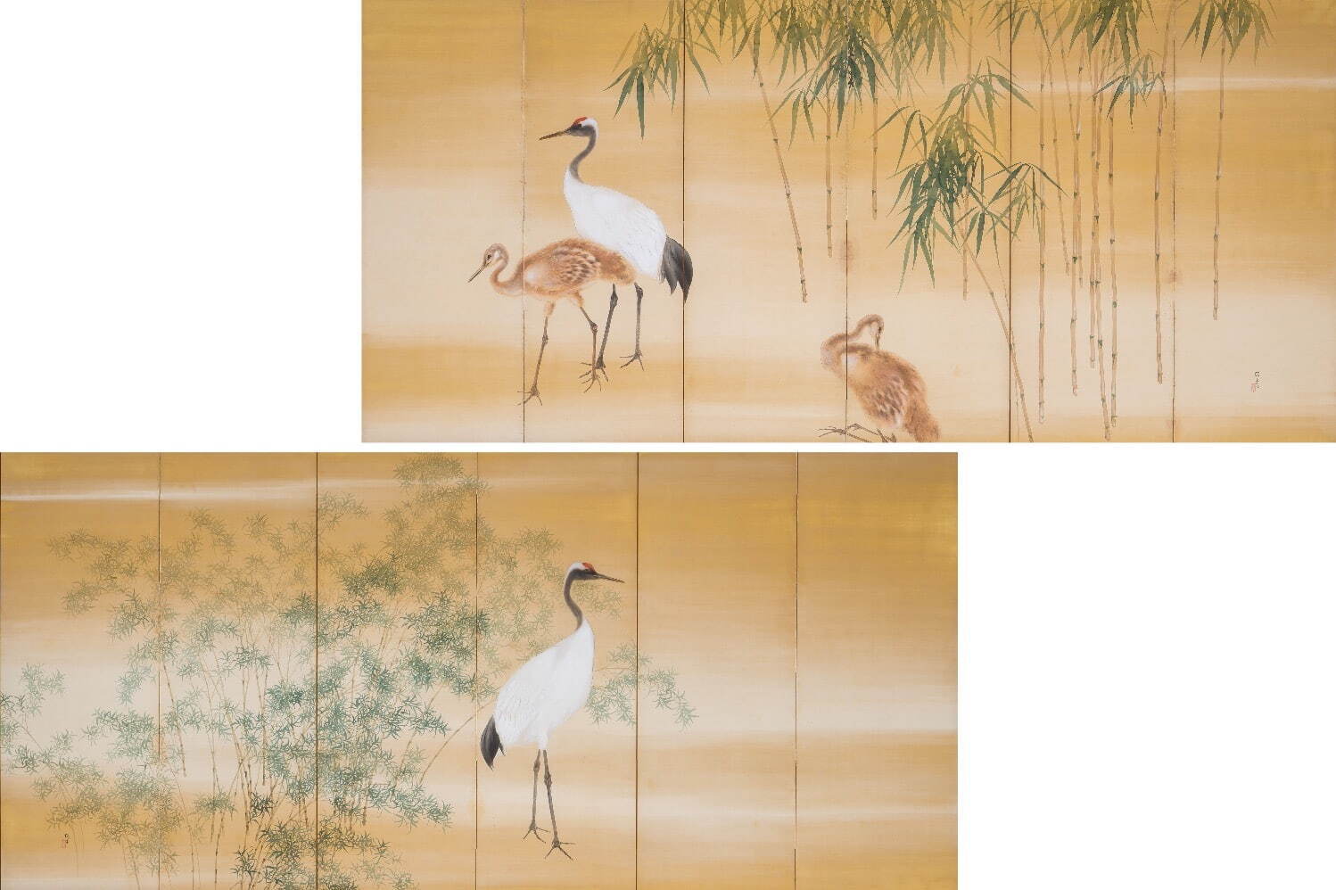 木島櫻谷 《鶴図屏風》 昭和時代 福田美術館蔵 ［福田美術館・通期展示］