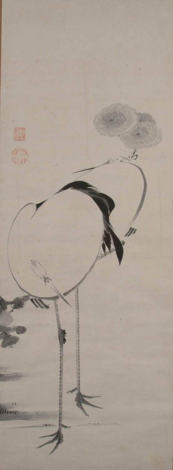 伊藤若冲画 《菊に双鶴図》 江戸時代中期 18世紀後半 愛知県美術館(木村定三コレクション)蔵 ［通期展示］