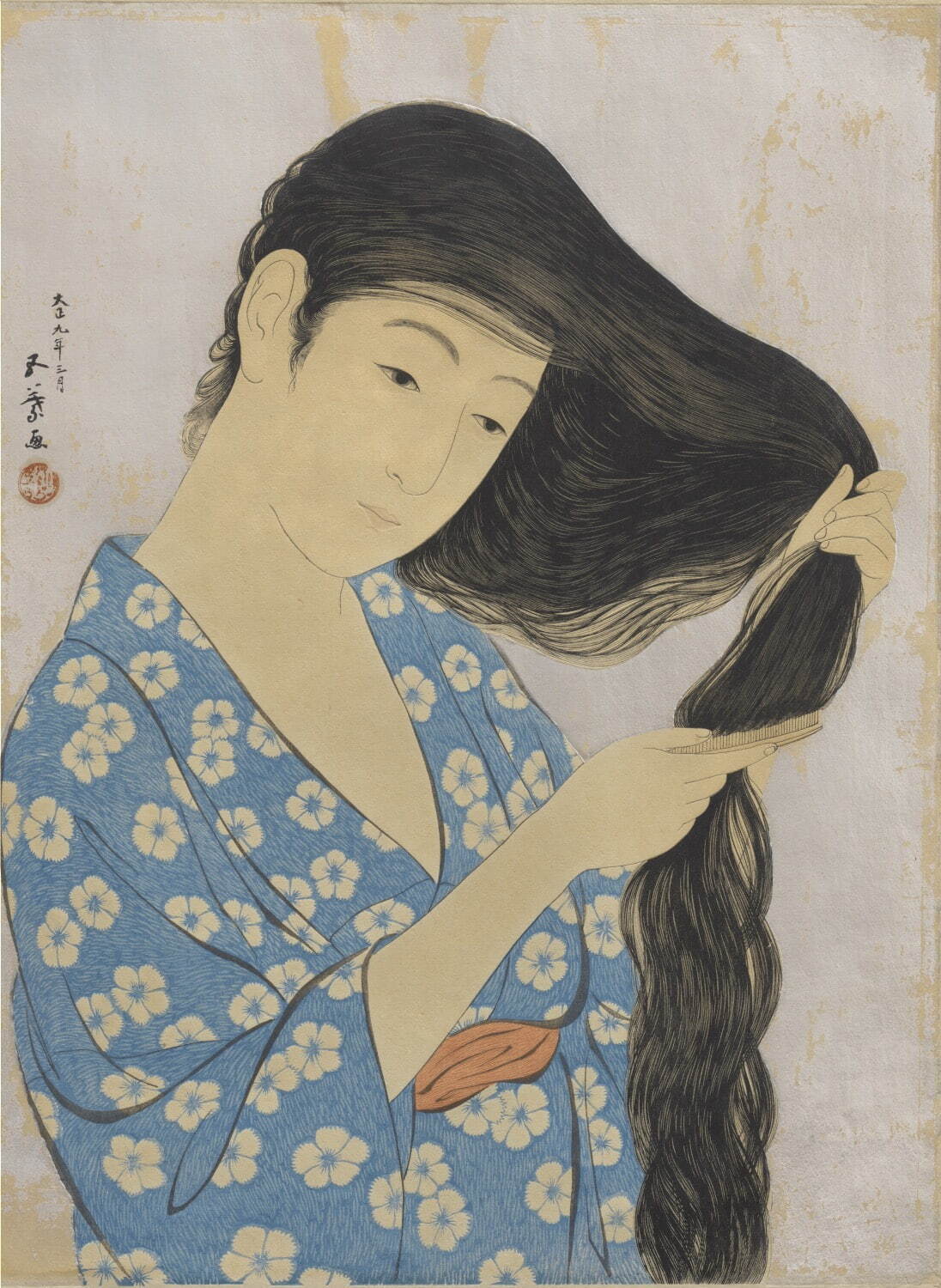 橋口五葉、【神戸之宵月】、希少な額装用画集より、美品、新品額装付 橋口 五葉 / 神戸之宵月 | 神保町 | Gallery Soumei-do | そうめい堂