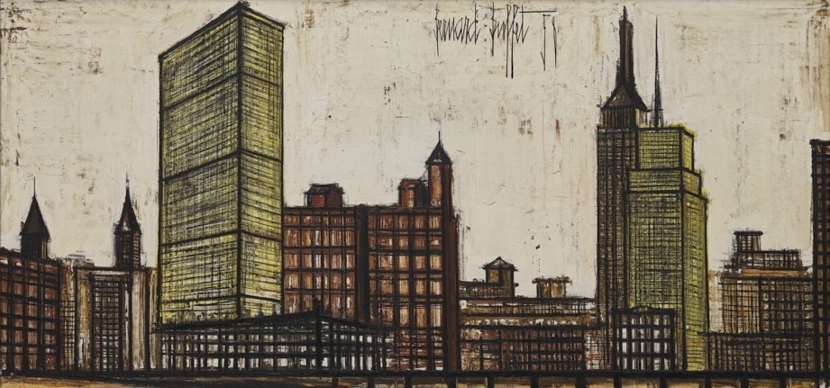 ベルナール・ビュフェ 《ニューヨーク：国連ビル》 1958年 油彩