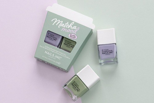 ネイルズ インク「ティータイム」着想の25年春ネイル、“抹茶ラテ”グリーン＆ブルーベリーパープル