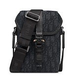 ディオール25年夏メンズ“ディオール オブリーク柄”メッセンジャーバッグ、レザー＆2wayストラップ｜写真4