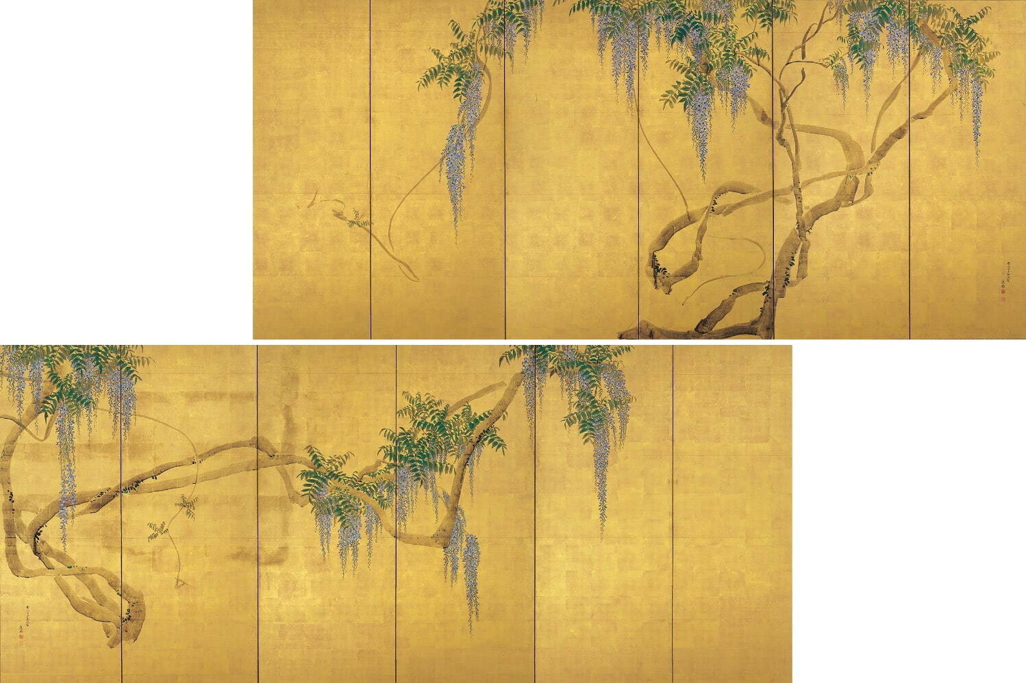 重要文化財 円山応挙筆 《藤花図屏風》 日本・江戸時代 安永5年(1776年) 根津美術館蔵