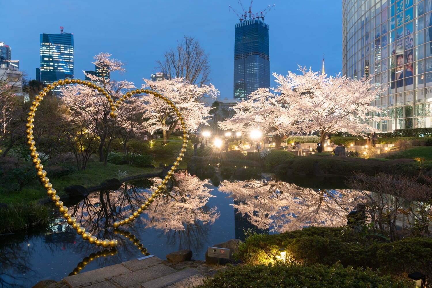 お花見｜六本木ヒルズの花見イベント「春まつり 2025」日本庭園の夜桜ライトアップやレストラングルメ屋台