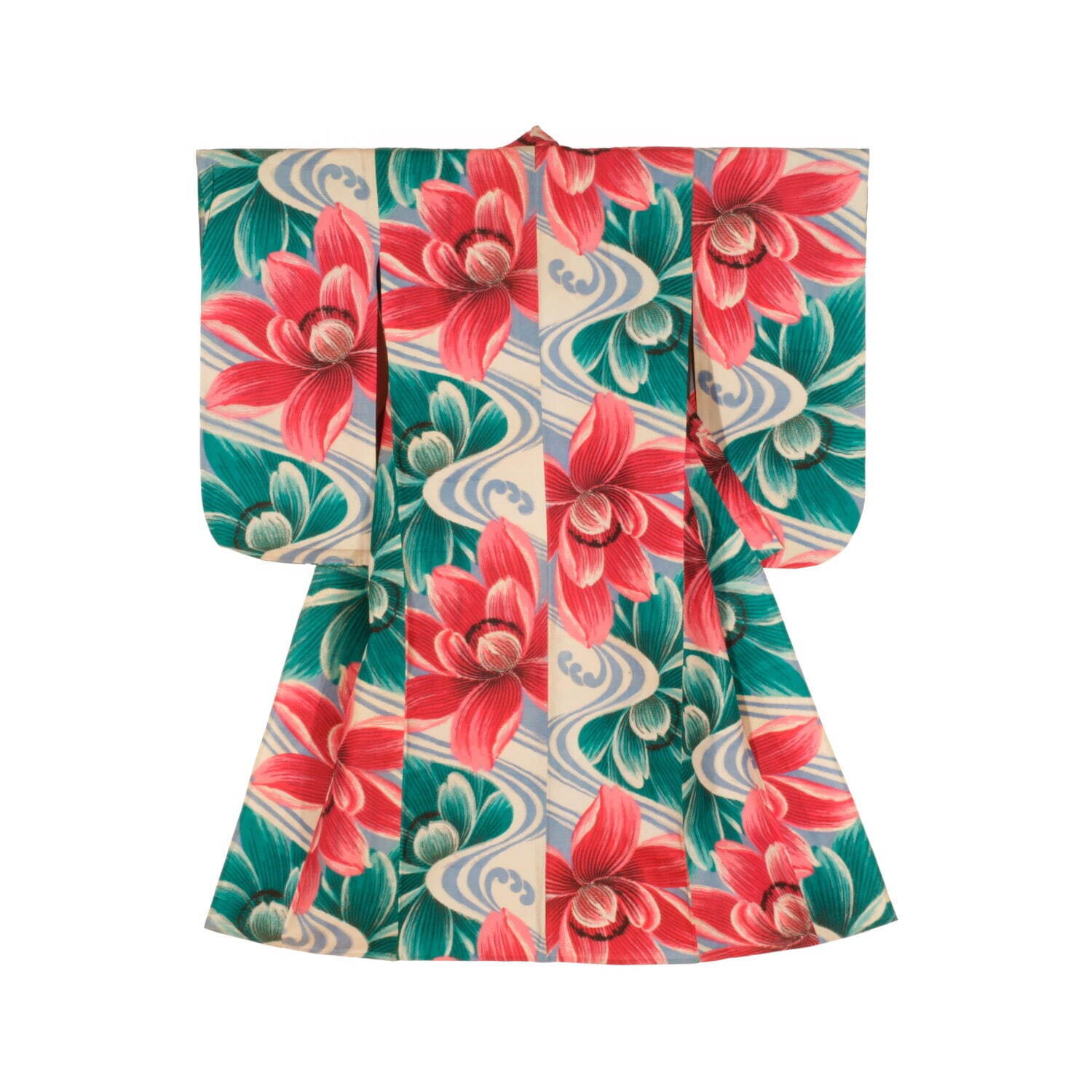 流水に睡蓮文様(単衣)