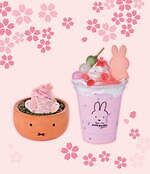 フラワーミッフィー ジュースガーデン「苺×桜」春色ストロベリーラテ、植木鉢風の器入りモンブランも｜写真1