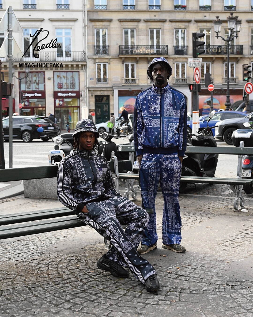 ニードルズ×ミヤギヒデタカ、ヴィンテージバンダナ転写プリントのトラックジャケットやパンツ｜写真32