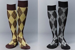 M A S U×タビオメン“天使が潜む”アーガイル柄ハイソックス、レモンやブラックの全3色