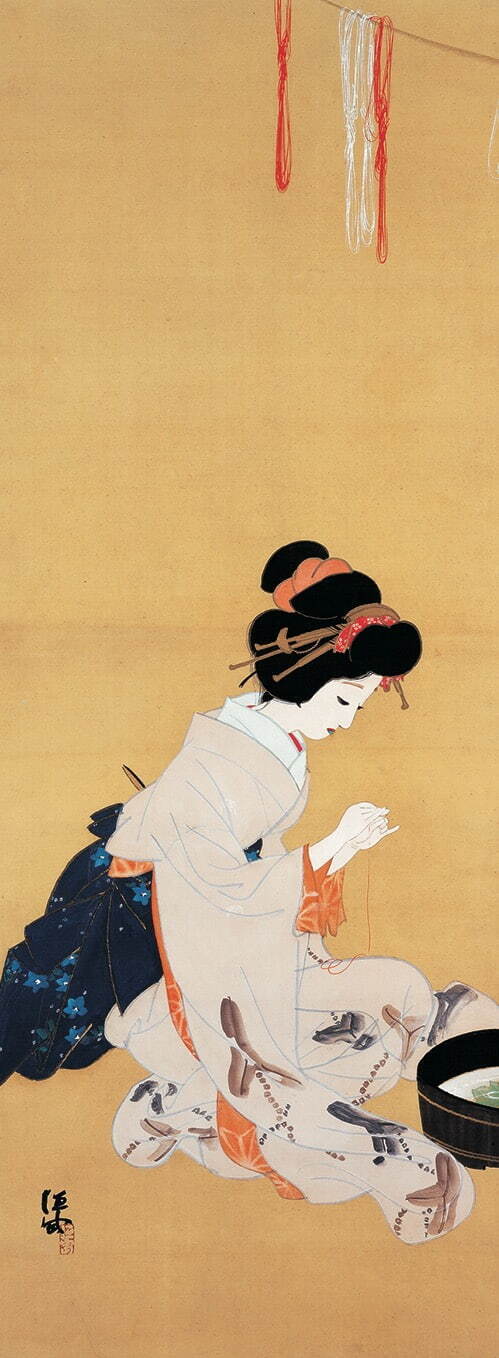 北野恒富 《願いの糸》 大正3年(1914年)頃 培広庵コレクション