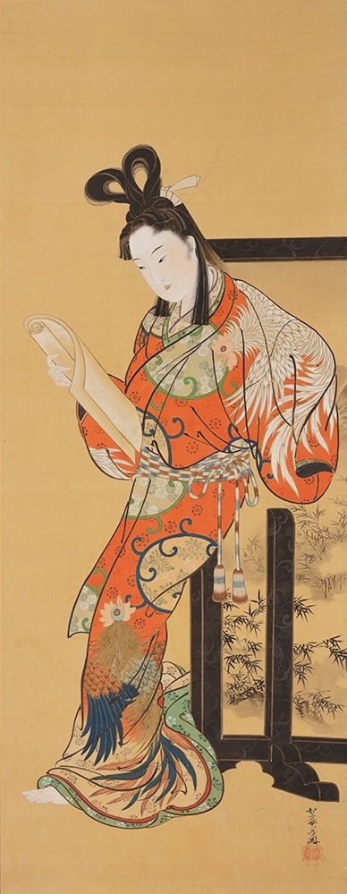 河鍋暁斎 《文読む美人図》 明治21年(1888年)頃 河鍋暁斎記念美術館蔵