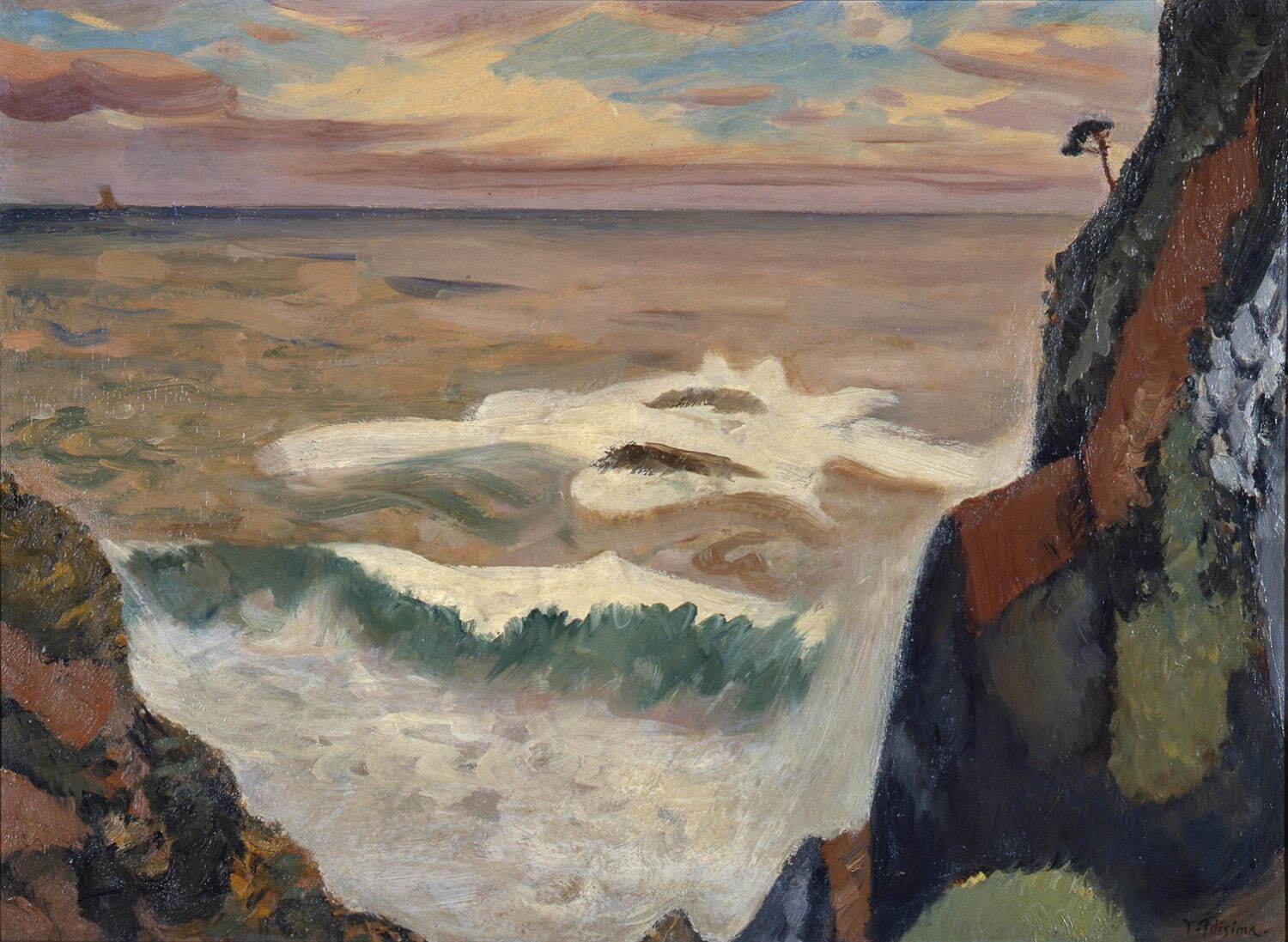 藤島武二 《大王岬に打ち寄せる怒濤》 昭和7年(1932年) 三重県立美術館蔵