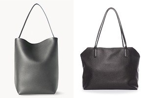 ザ・ロウの25年春バッグ、グレーの「N/S パークトート」＆幾何学的フォルムのショルダーバッグなど