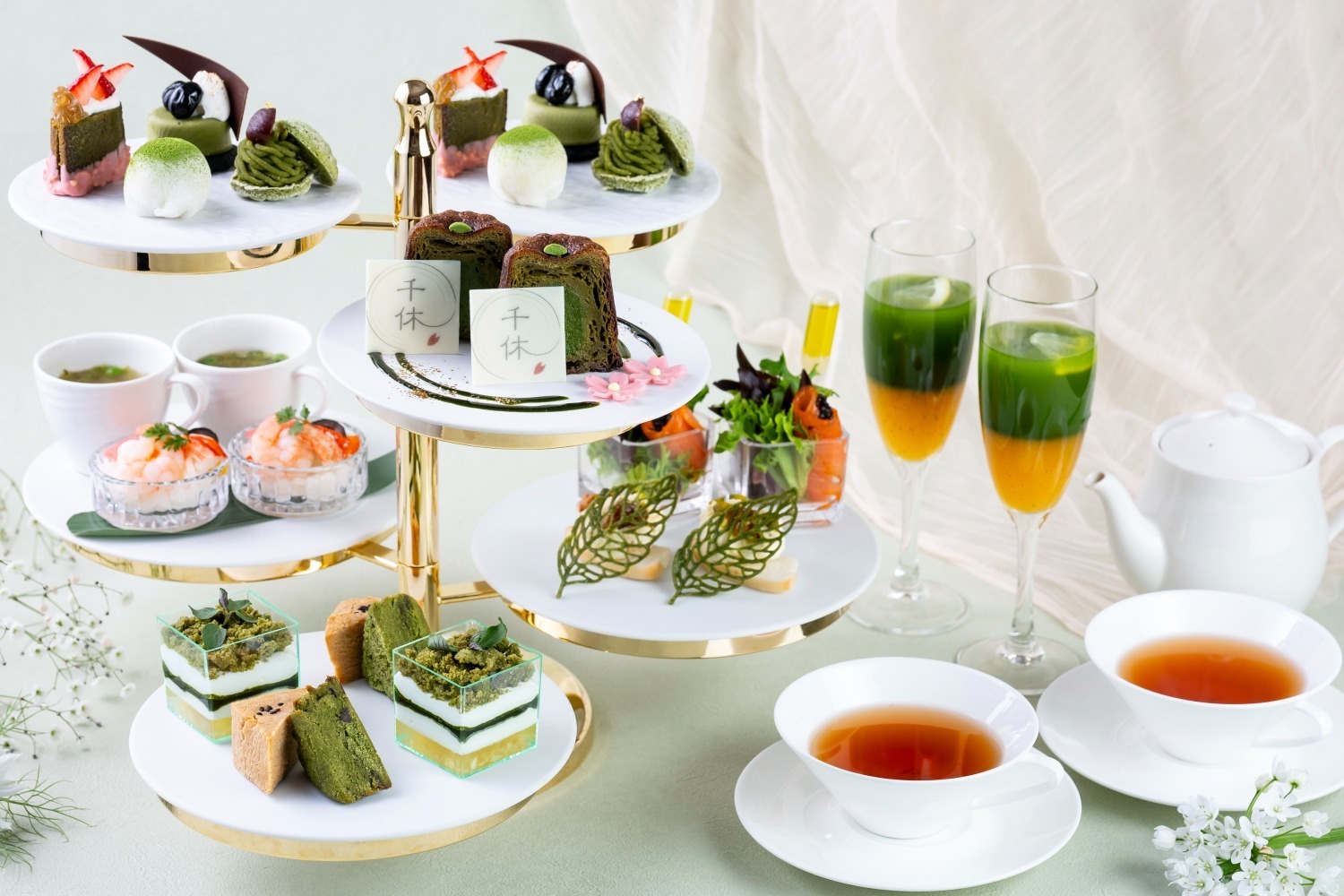 チーズケーキ｜ザ・プリンス パークタワー東京×宇治抹茶ブランド・千休「お抹茶アフタヌーンティー」玄米粉の抹茶カヌレ