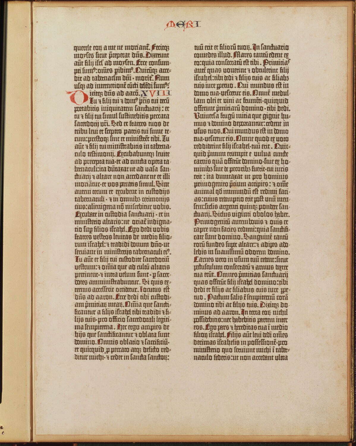 42行聖書(旧約聖書零葉) グーテンベルク印行 1455年頃
印刷博物館蔵