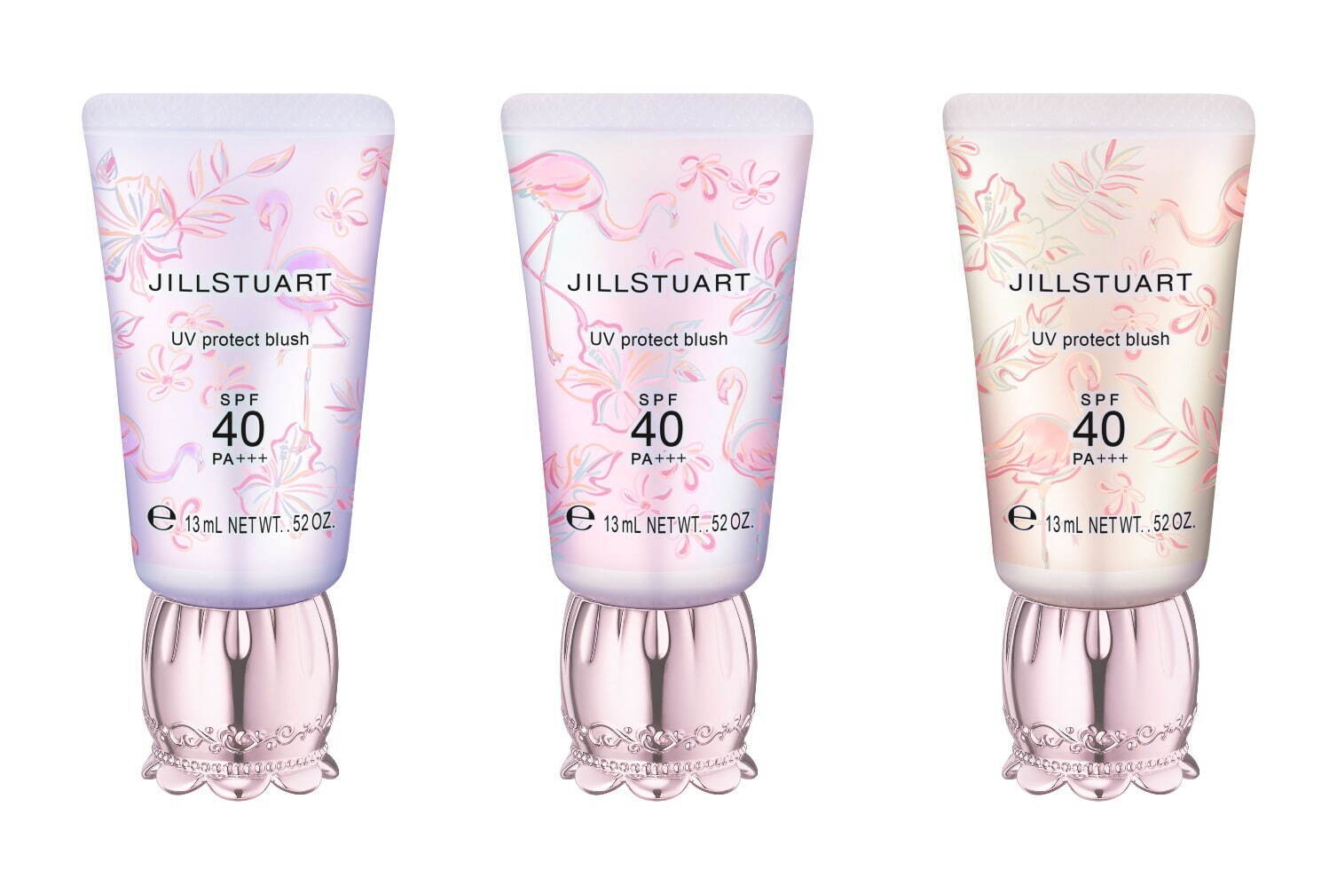 (左から)「ジルスチュアート UVプロテクト ブラッシュ」SPF40/PA+++ 01,02,03 各3,300円＜限定品＞