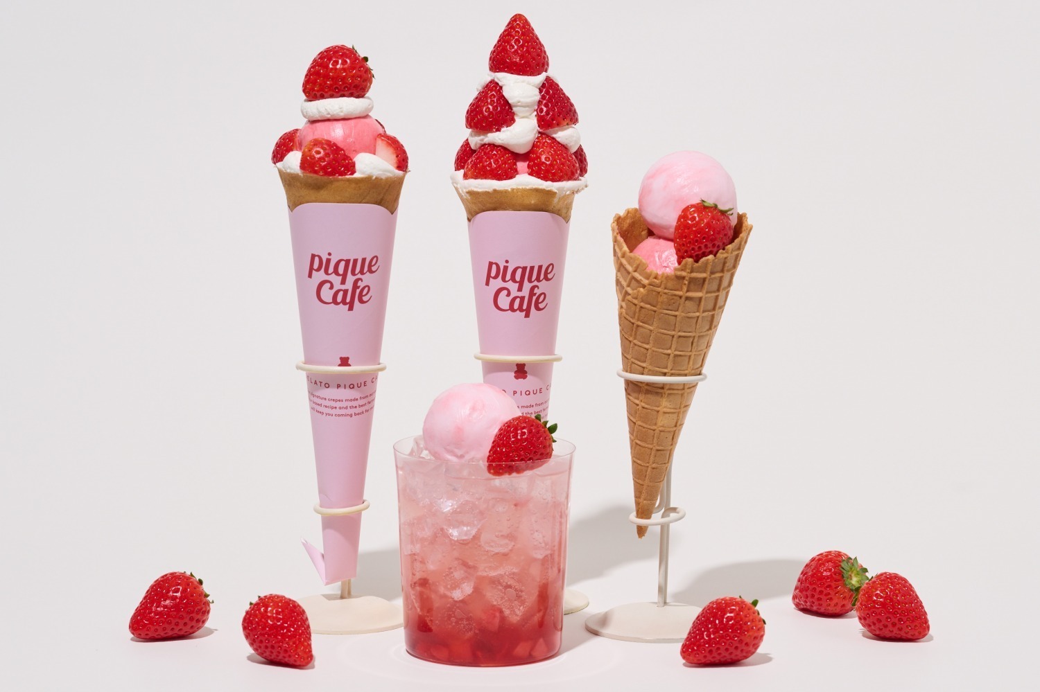クレープ｜ジェラート ピケ カフェ“ケーキ or パフェ風”あまおうソルベの贅沢苺クレープ
