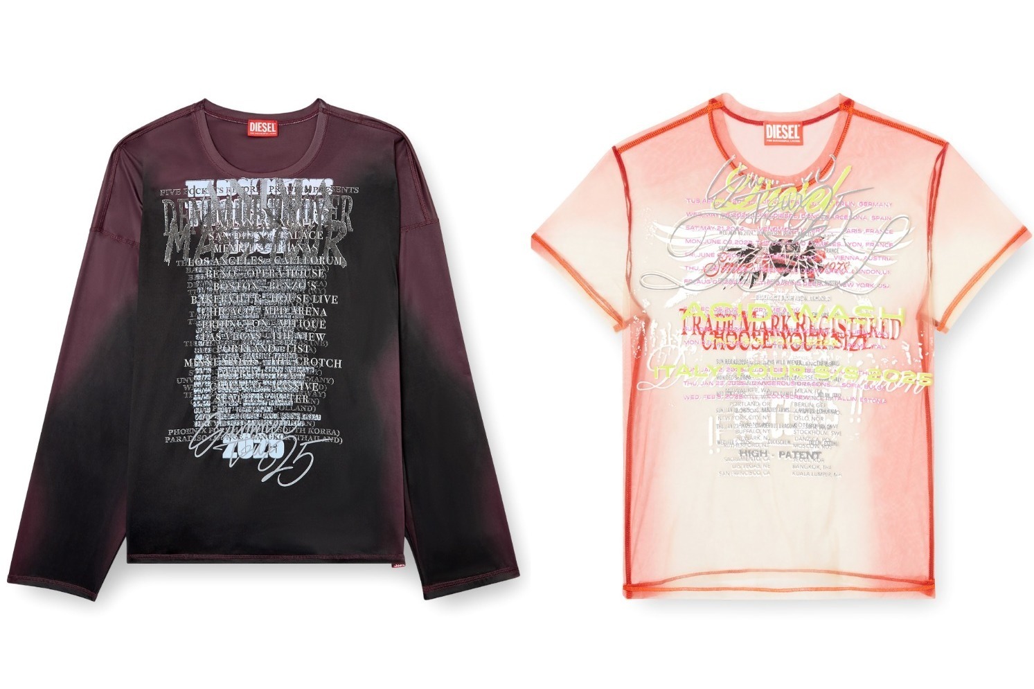 ディーゼル“ライブ＆ツアーグッズ”着想のグラフィックTシャツ、シアー素材のトップスも