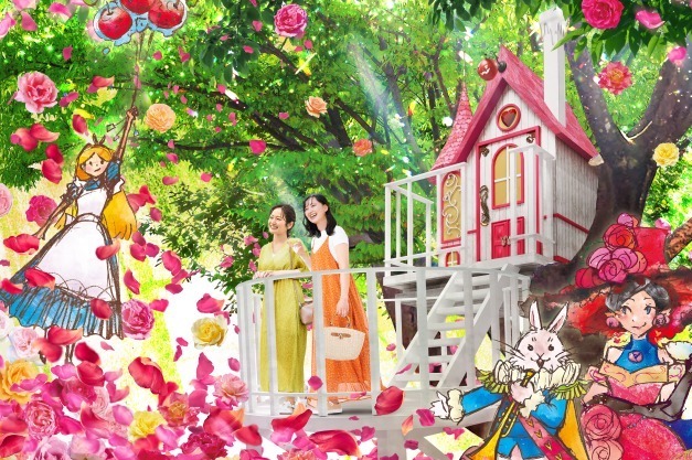 フラワーパーク(花庭園)｜京成バラ園“1万株の薔薇”楽しむ春イベント、スイレンの池を一望する城「ツリーキャッスル」誕生