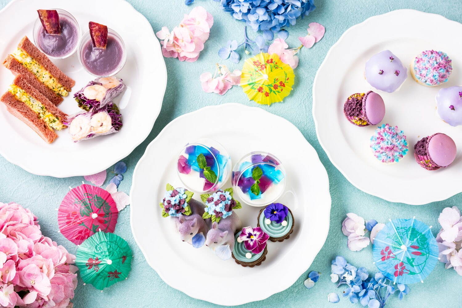 東京プリンスホテル「あじさいアフタヌーンティー」淡いパープルの一口大福＆“紫陽花が咲く”ロールケーキ｜写真7