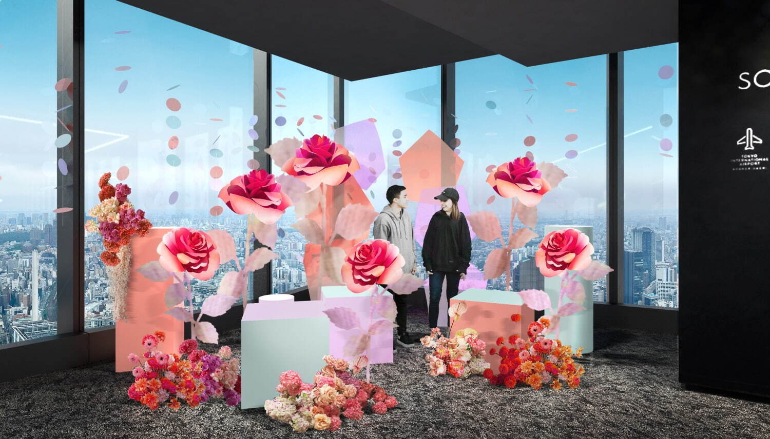 渋谷スカイ“巨大花々が彩る”春イベント「フラワー ビュー」天空に広がる桜＆たんぽぽの庭園｜写真5