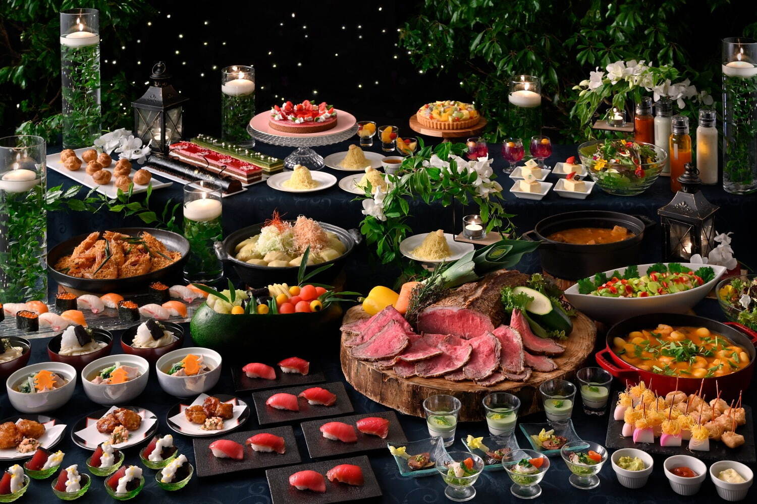 ホテル椿山荘東京「ほたるの夕べ ディナービュッフェ」和洋中の料理が50種以上、“蛍の光”カクテルも｜写真1