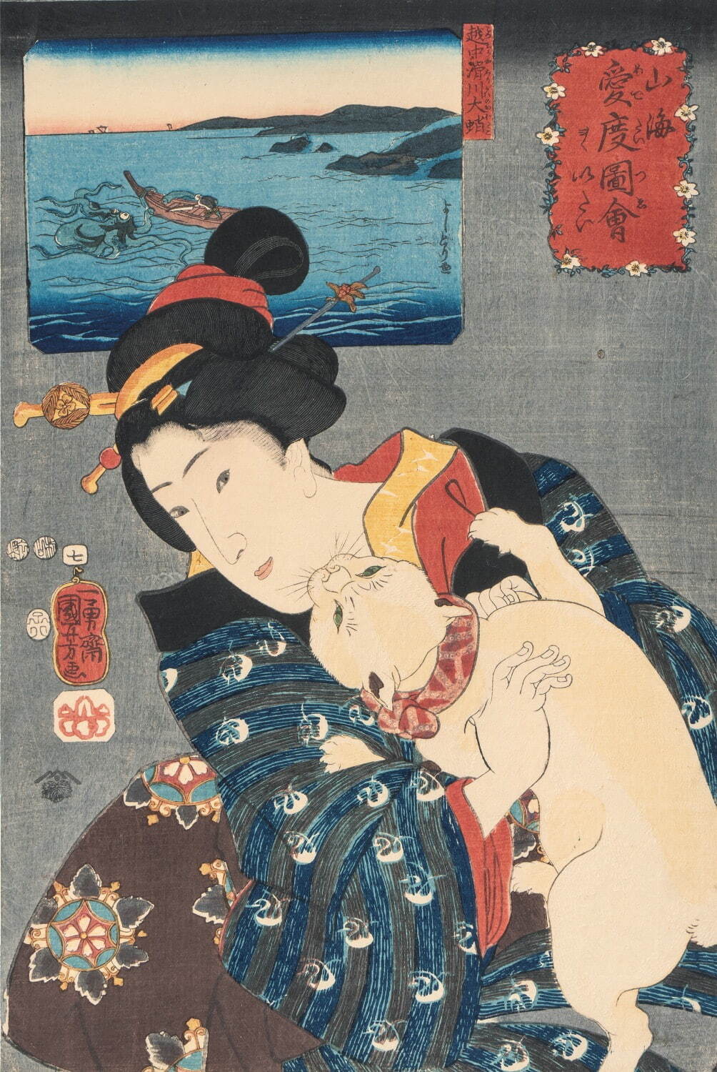 歌川国芳 《山海愛度図会 おおいたい 越中滑川大蛸》 個人蔵