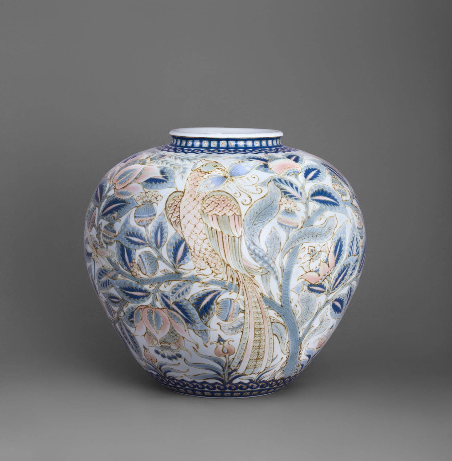 板谷波山 《彩磁更紗花鳥文花瓶》 大正8年(1919年) 泉屋博古館東京