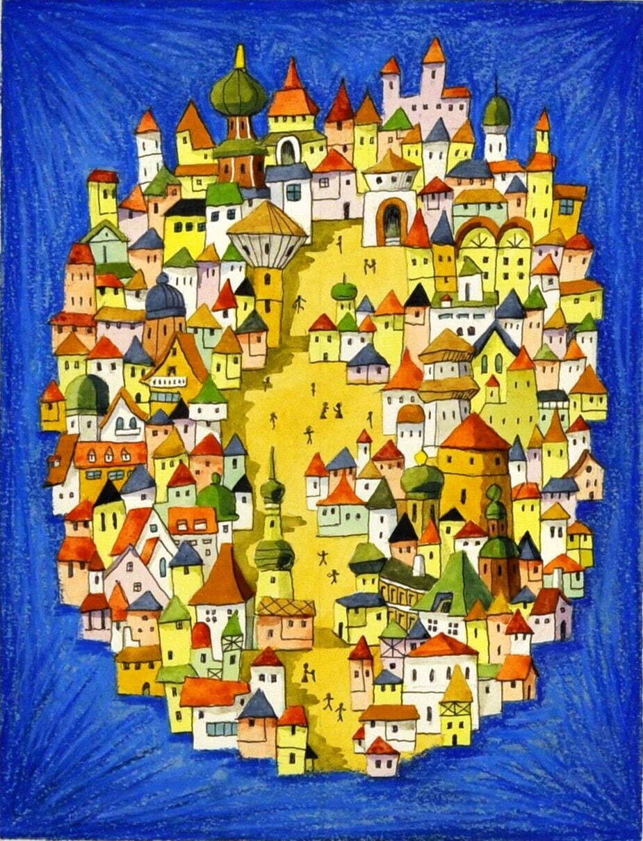 武井武雄 《『世界の童話』第3巻 表紙原画》 昭和44年(1969年)