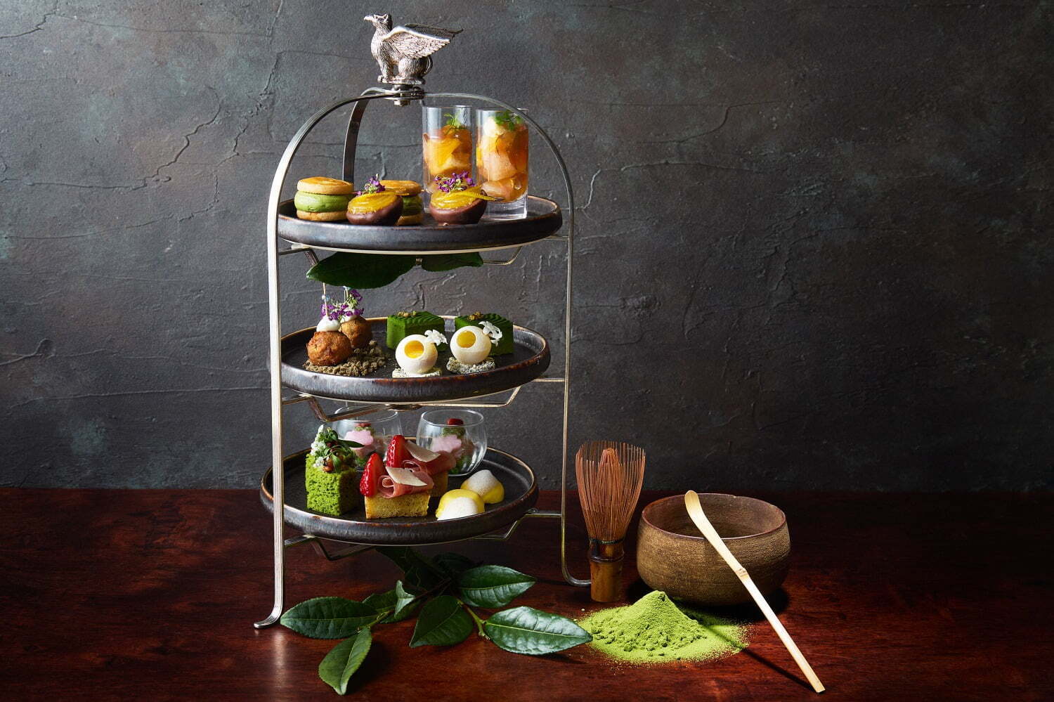 チーズケーキ｜JWマリオット・ホテル奈良“日本茶”アフタヌーンティー、緑茶チーズケーキや和紅茶×ミルクチョコムース