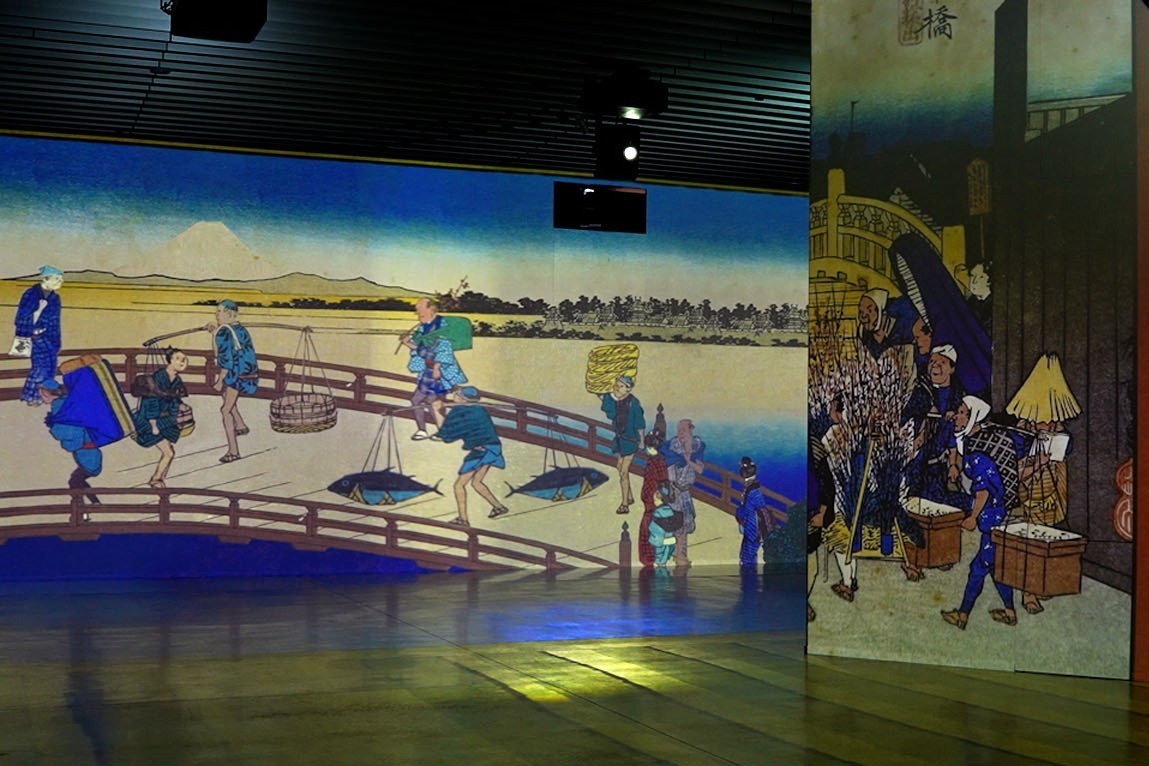 江戸｜浮世絵の没入型デジタルアート展が角川武蔵野ミュージアムで「東海道五拾三次」など360度広がる映像世界