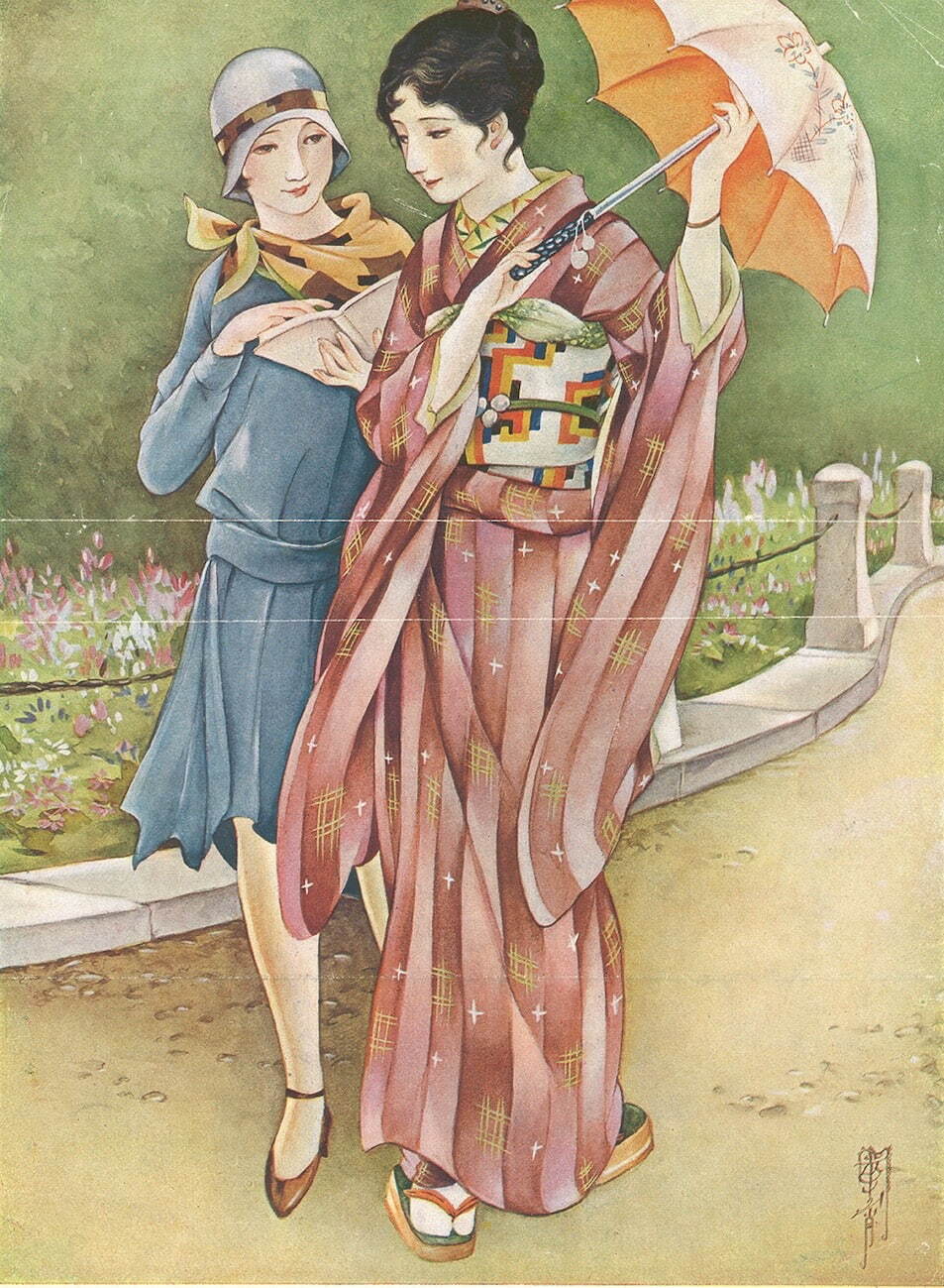 高畠華宵、春すがた、希少画集より、新品高級額装付 高畠華宵 作品 - りーちあーと