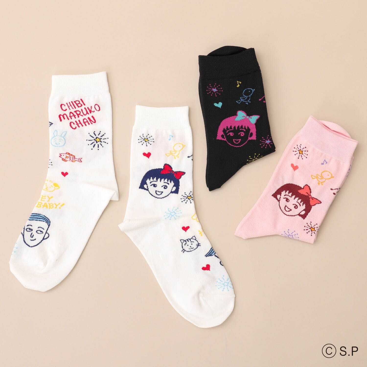 写真13/27｜さくらももこ×靴下屋、ちびまる子ちゃん刺繍ソックス