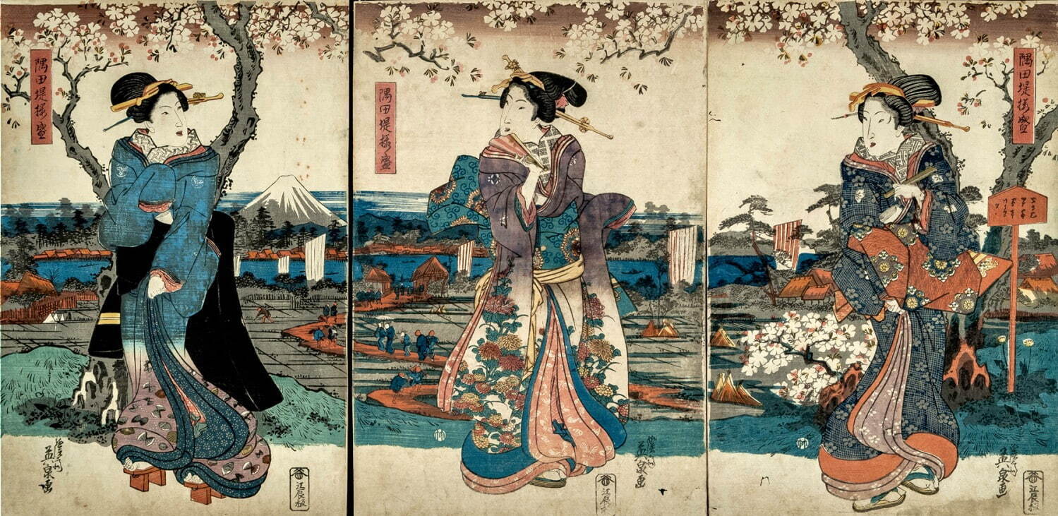 溪斎英泉 《隅田堤桜盛》
弘化年間(1844-48年)頃 ［前期展示］