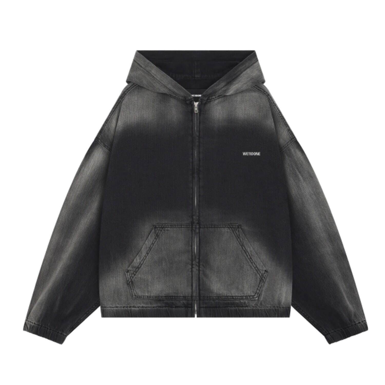 ブラック THIN デニム フーディー ZIP-UP